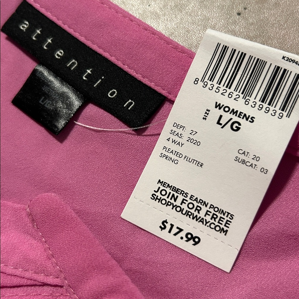 Attention Pink Pleated Blouse with Ruffle Sleeves - Picture 3 of 3